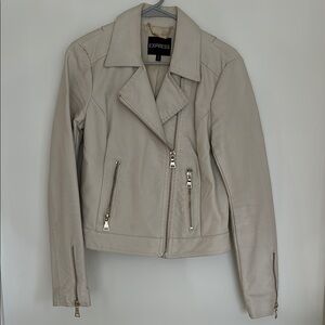 Express Women's Cream Leather Jacket